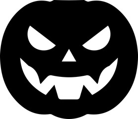 Halloween Pumpkin Face Icon &ndash; Scary Jack O&rsquo;Lantern Silhouette Vector
