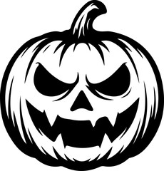 Halloween Pumpkin Face Icon – Scary Jack O’Lantern Silhouette Vector