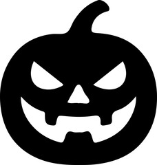 Halloween Pumpkin Face Icon &ndash; Scary Jack O&rsquo;Lantern Silhouette Vector