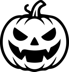 Halloween Pumpkin Face Icon – Scary Jack O’Lantern Silhouette Vector
