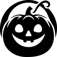 Halloween Pumpkin Face Icon – Scary Jack O’Lantern Silhouette Vector