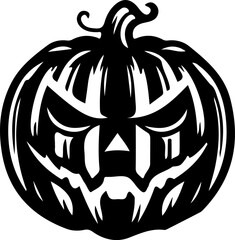 Halloween Pumpkin Face Icon – Scary Jack O’Lantern Silhouette Vector
