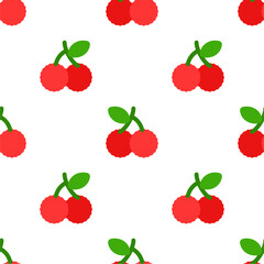 Seamless red cherry pattern design, flat cherry pattern template vector.