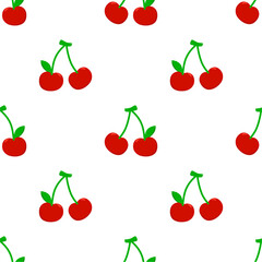 Seamless red cherry pattern design, flat cherry pattern template vector.
