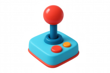 Retro gaming joystick controller in 3d rendering, offering nostalgic video game play and arcade entertainment