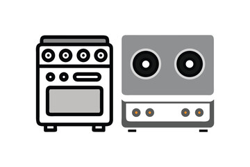 Fototapeta premium Simple illustration of two different types of kitchen cooking ranges