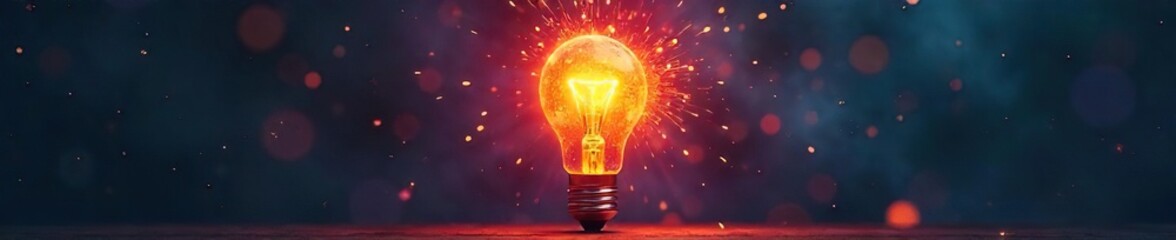Vibrant Lightbulb Bursting with Creative Energy A Symbol of Innovation and Brilliant New Ideas