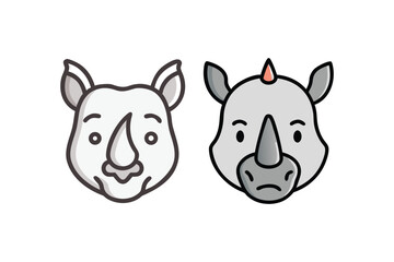 Fototapeta premium Two rhino heads one white and one gray facing forward