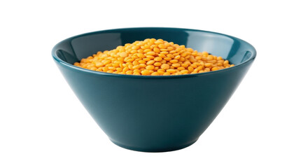 Isolated bowl full of uncooked lentils for a healthy vegetarian or vegan meal ingredient