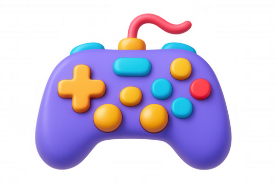 Game controller 3d rendering with colorful buttons for playing video game entertainment and digital fun