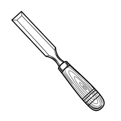 Fototapeta premium A sharp woodworking chisel tool with a wooden handle for carving and shaping materials.