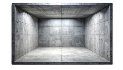  Industrial Concrete Box Space, Isolated Background PNG
