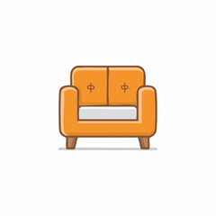 Comfortable Armchair with Brown Frame and Orange Cushioning