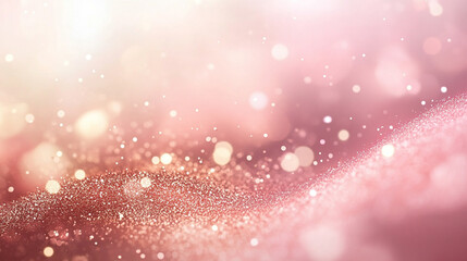 Hyperrealistic elegant rose gold background with shining particles surrounded by soft pink light, perfect for events, celebrations, parties, awards, and luxurious festive design compositions.