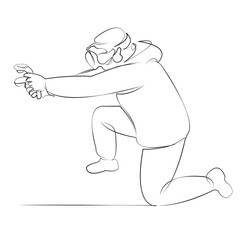 One continuous line drawing on white isolated background. Minimalism linear illustration. three-dimensional, children, teenage, go, technology, virtual, class, game, reality, headset