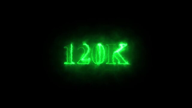 Thank you 120k followers. realistic neon sign animation. Confetti celebrate party effects, social media milestone motion graphics animation. 4k