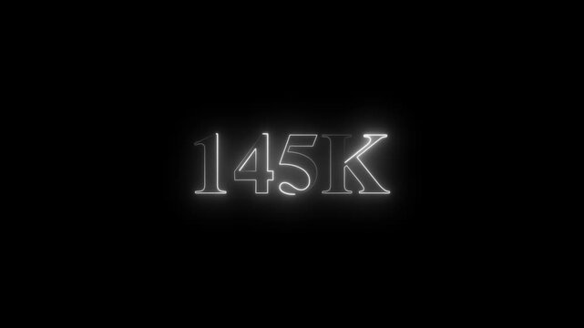 Thank you 145k followers. realistic neon sign animation. Confetti celebrate party effects, social media milestone motion graphics animation. 4k