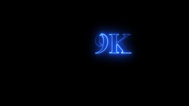 Thank you 9k followers. realistic neon sign animation. Confetti celebrate party effects, social media milestone motion graphics animation. 4k