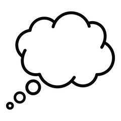 Simple outline thought bubble icon for ideas and communication silhouette