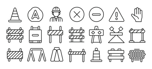 Set of 20 black and white construction site icons scalable vector graphics silhouette