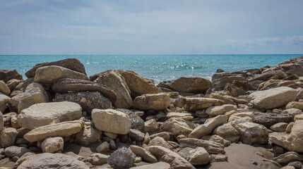 Rocky Zapalo Beach with Gentle Sea Waves, Cyprus