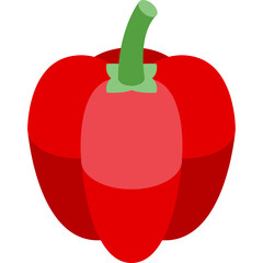 Red Bell Pepper With A Green Stem Isolated On A White Background With A Subtle Shadow And Smooth Texture