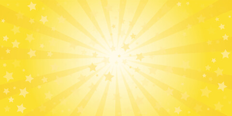 Obraz premium Yellow radiation with popping stars Background illustration.