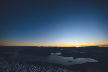 Sunrise Over Lake Wanaka from Roys Peak Summit in Early Autumn, New Zealand