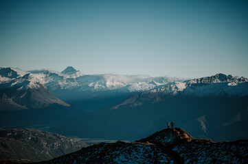 Hiker Walking on Roys Peak Track Overlooking Lake Wanaka, New Zealand