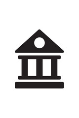 Bank Building Vector Icon - Solid Black Silhouette Finance Symbol for Business and Banking Design