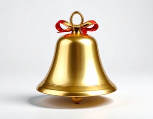 Golden ringing bell with red ribbon for holidays