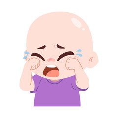 illustration of a crying boy on a transparent background