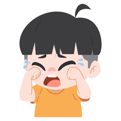illustration of a crying boy on a transparent background