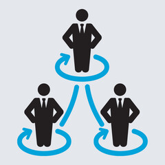 Business Teamwork and Interaction Concept with Arrows and People Icons,  vector illustration