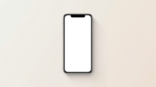 Modern smartphone with blank screen centered on soft pastel background, perfect for mockups, app presentations, or minimalist technology advertising.