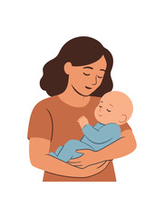 mother holding baby baby flat vector illustration style isolated on white background