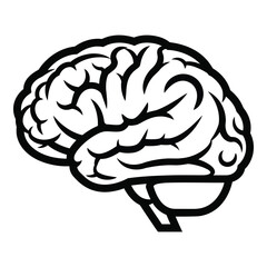 Stylized human brain outline icon for medical and science concepts silhouette