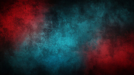 Obraz premium Abstract black gradient background blending red, teal, and blue tones with subtle grain and noise texture. Modern grunge aesthetic perfect for web headers, posters, digital banners, and creative desig