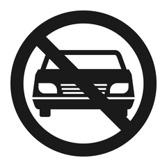 No Cars Allowed Sign: Prohibition of Automobile Traffic, Vehicle Restriction Icon: Graphic Representation of 'No Driving, Red Circle Slash Car Symbol: Ban on Motor Vehicles