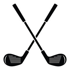 Two crossed golf clubs silhouette icon for sports and recreation content silhouette