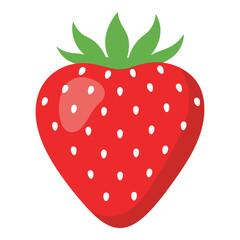 Fresh ripe strawberry fruit with green leaves sweet delicious healthy food icon 