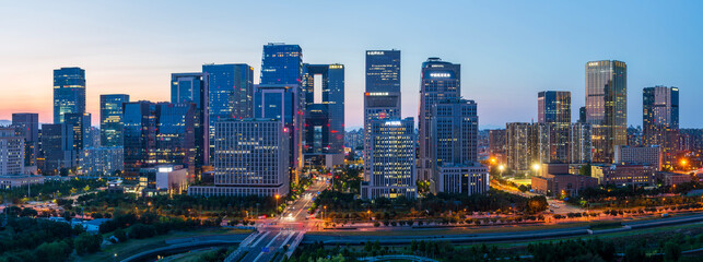 Beijing Lize CBD city skyline nightscape panorama. China