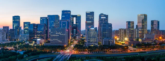 Fototapete Rund Peking Beijing Lize CBD city skyline nightscape panorama. China  © 肖勇