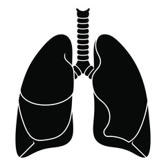 Black silhouette of human lungs and trachea medical anatomy diagram graphic silhouette