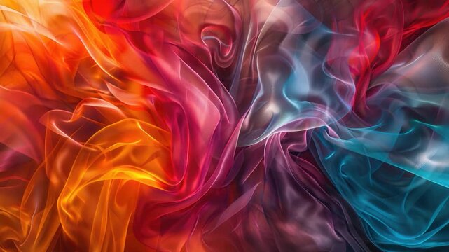 Video Close-up shot of vibrant red and blue fabric patterns