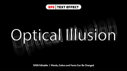 Fototapeta premium Optical illusion text effect design with blurred shadow motion style on black background vector artwork