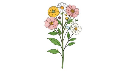 Fototapeta premium Colorful Bouquet of Flowers on White Background