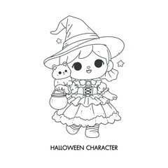 Charecter of Halloween Day lineal handdrawn