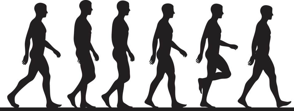 Silhouette sequence showing a man walking through various stages of motion