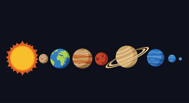 The solar system and planets are depicted here in pixel art.